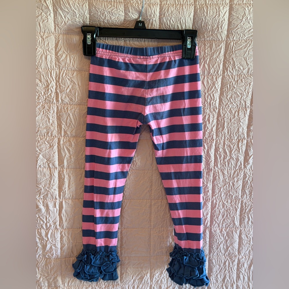 Striped Pink and Blue Kids Leggings